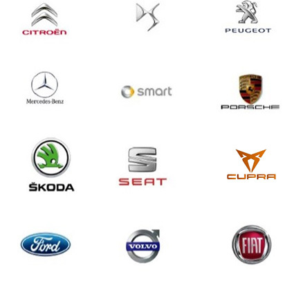 Constructeurs automobiles - Citroën, DS, Peugeot, Mercedes-Benz, Smart, Porsche, Škoda, Seat, Cupra